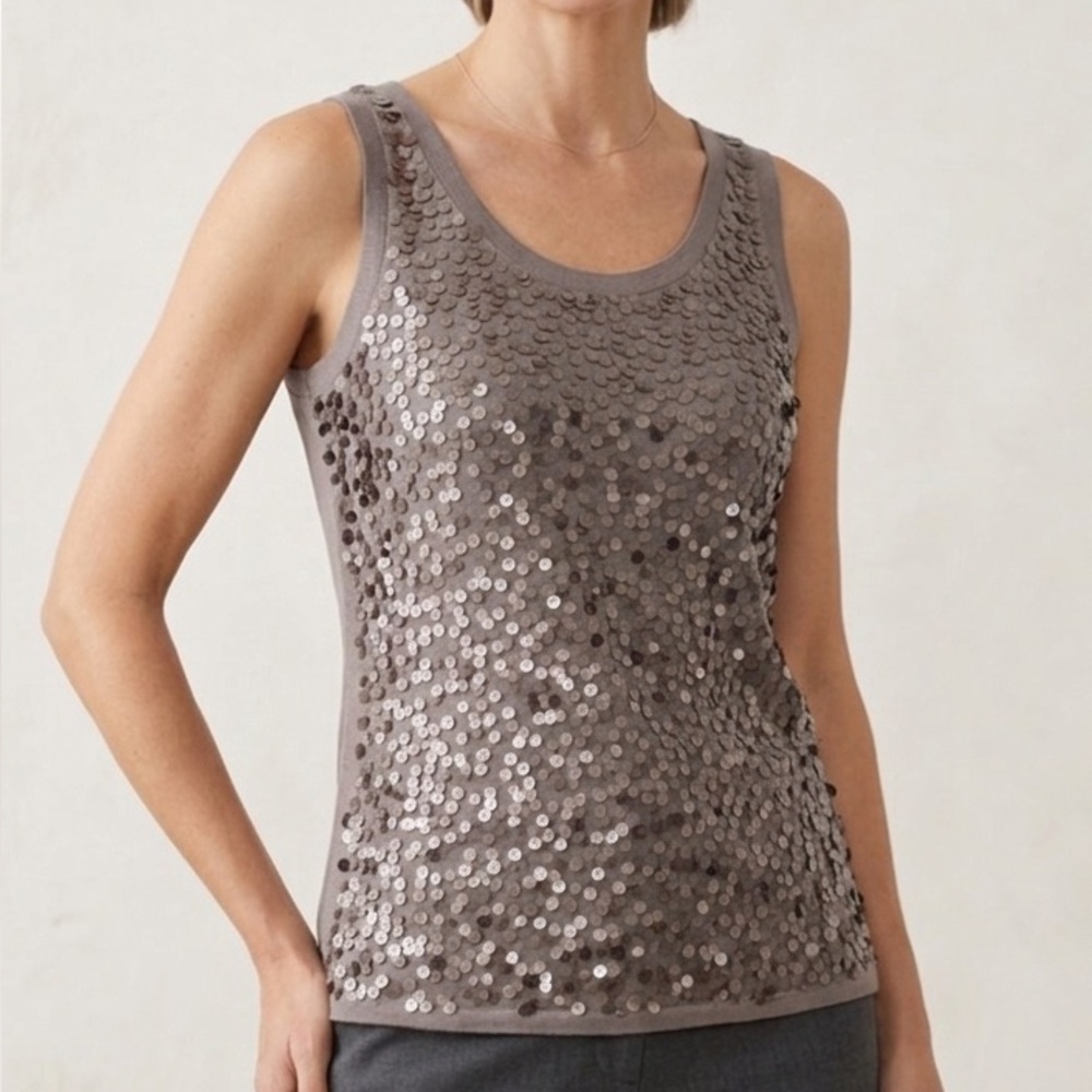EILEEN FISHER Dusty Lavender Sequin Tank. Size XS